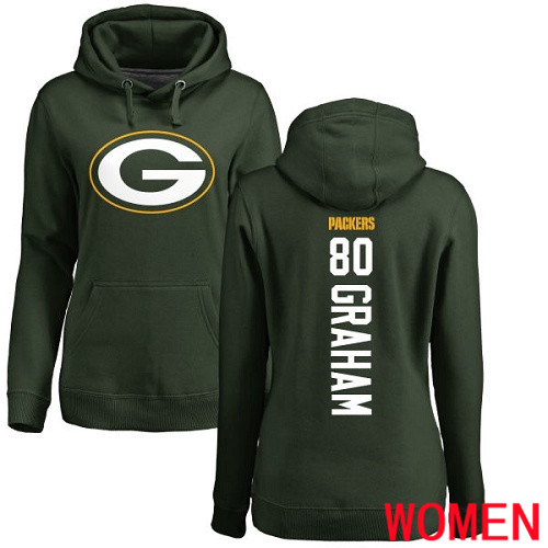 Green Bay Packers Green Women 80 Graham Jimmy Backer Nike NFL Pullover Hoodie Sweatshirts